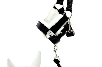 Insektenschutzmütze, weiß, mit schwarzem Halfter und Führstrick