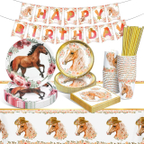 ✨ Set de Vaisselle Anniversaire Cheval (Hobby Horse) – 102 pièces pour 20 invités ✨