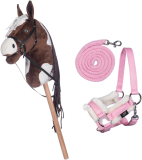 HKM Kids Hobby Horse avec licol et longe rose 🌸
