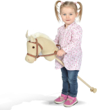 ✨ Pink Papaya Cheval bâton (Hobby Horse) brun marron avec crinière blanche ✨